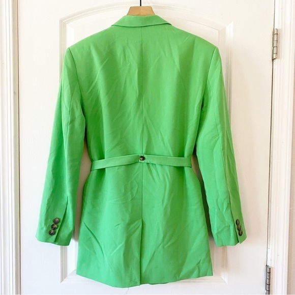 TOPSHOP Neon Green Longline Belted Blazer NWOT - Picture 6 of 9